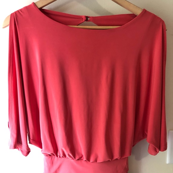 Coral Dolman Dress with a Bow in the Back - Picture 8 of 8